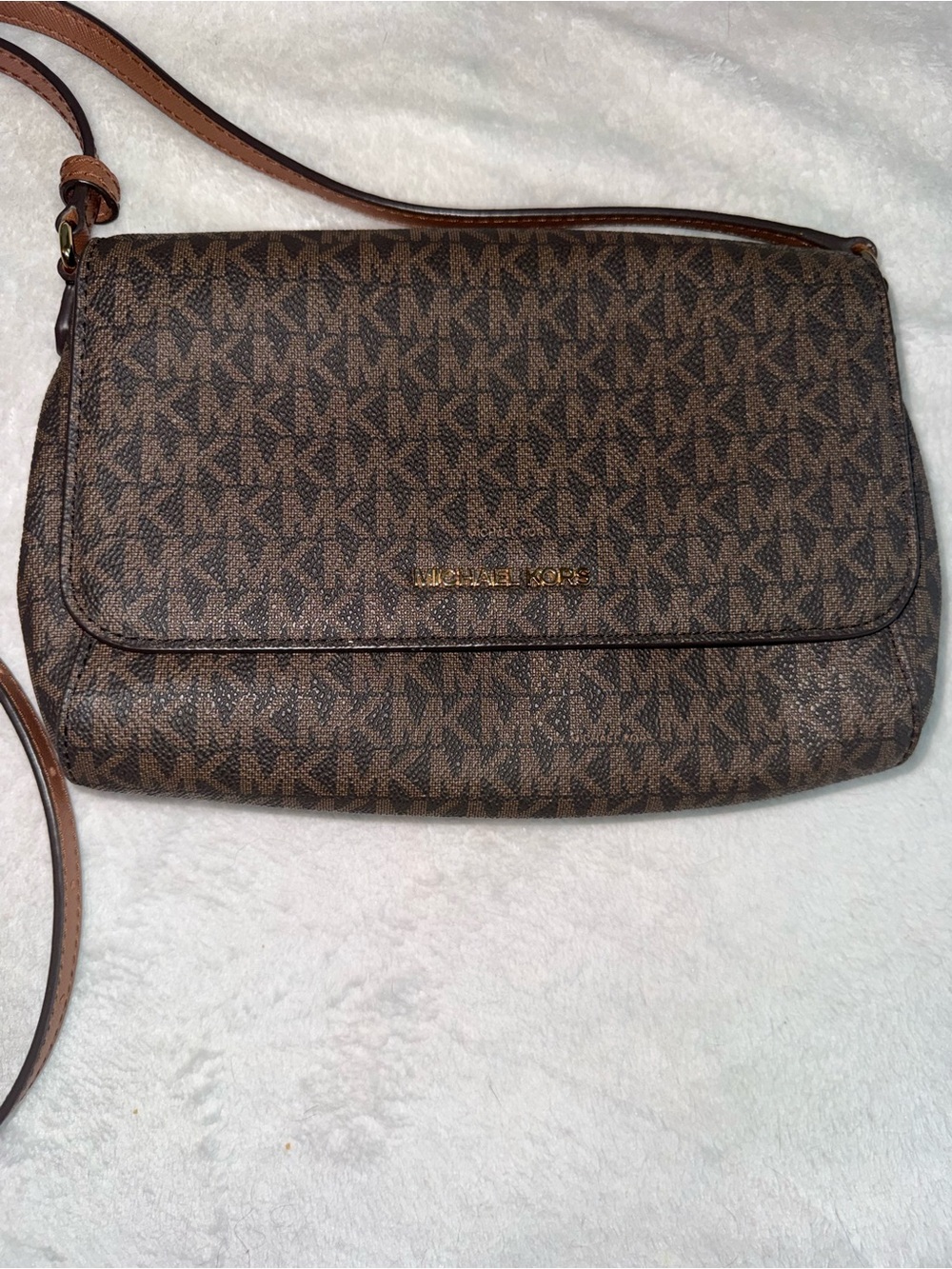 Michael Kors Brown Signature MK Logo Crossbody